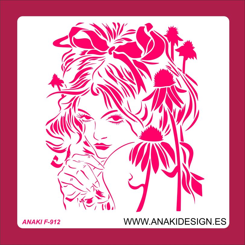 STENCIL CHICA FLORES