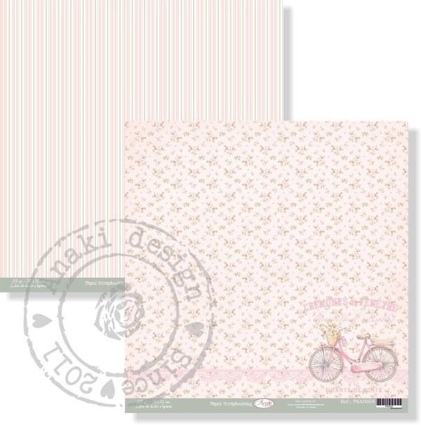 PAPEL SCRAP SHABBY ROSES Y BICICLETA