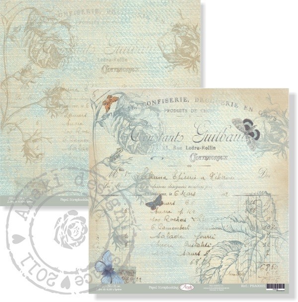 PAPEL SCRAP FLORES AZULES VINTAGE