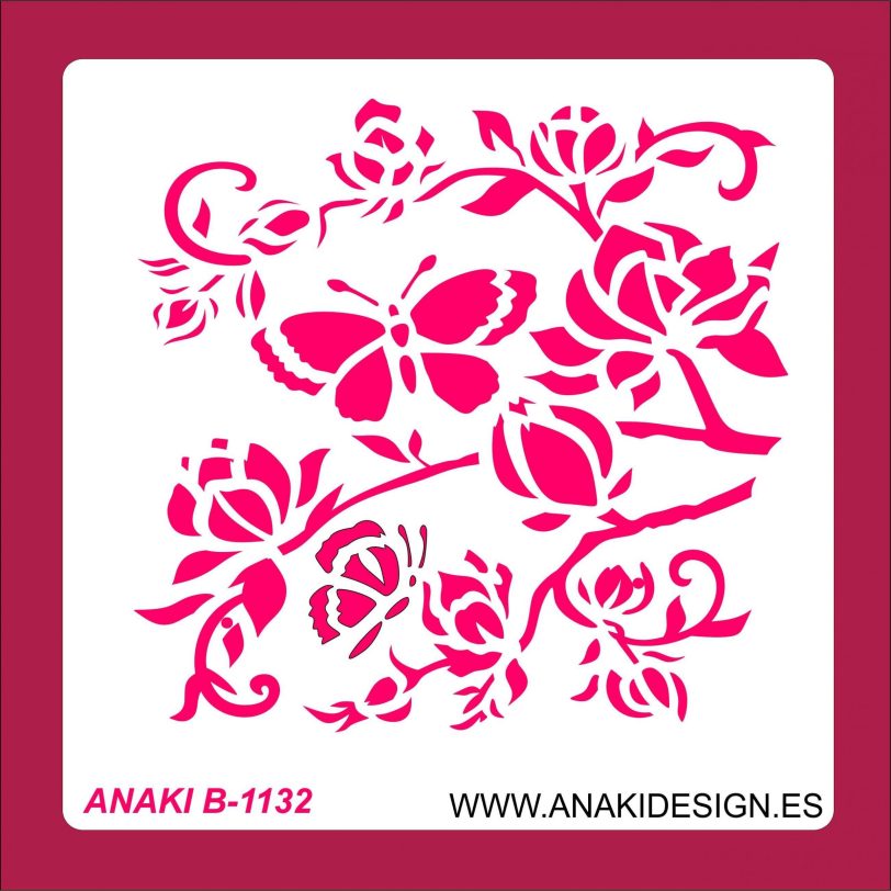STENCIL MARIPOSA Y FLORES
