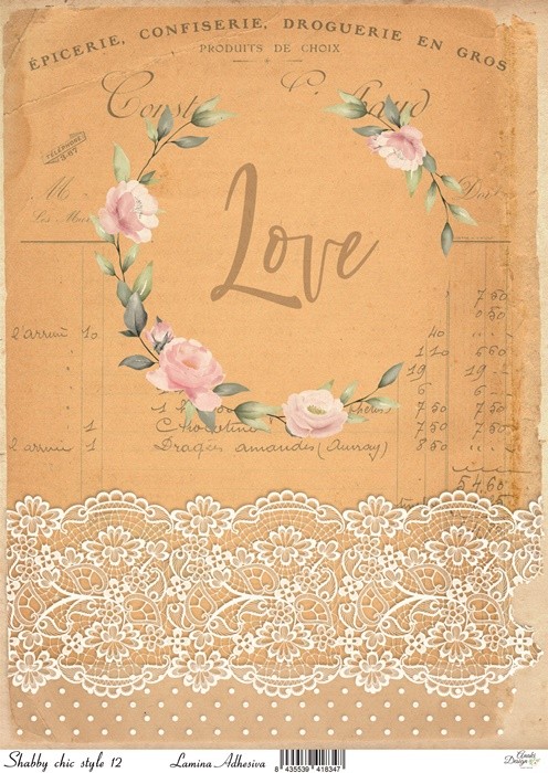 LAMINA ADHESIVA SHABBY CHIC STYLE 12